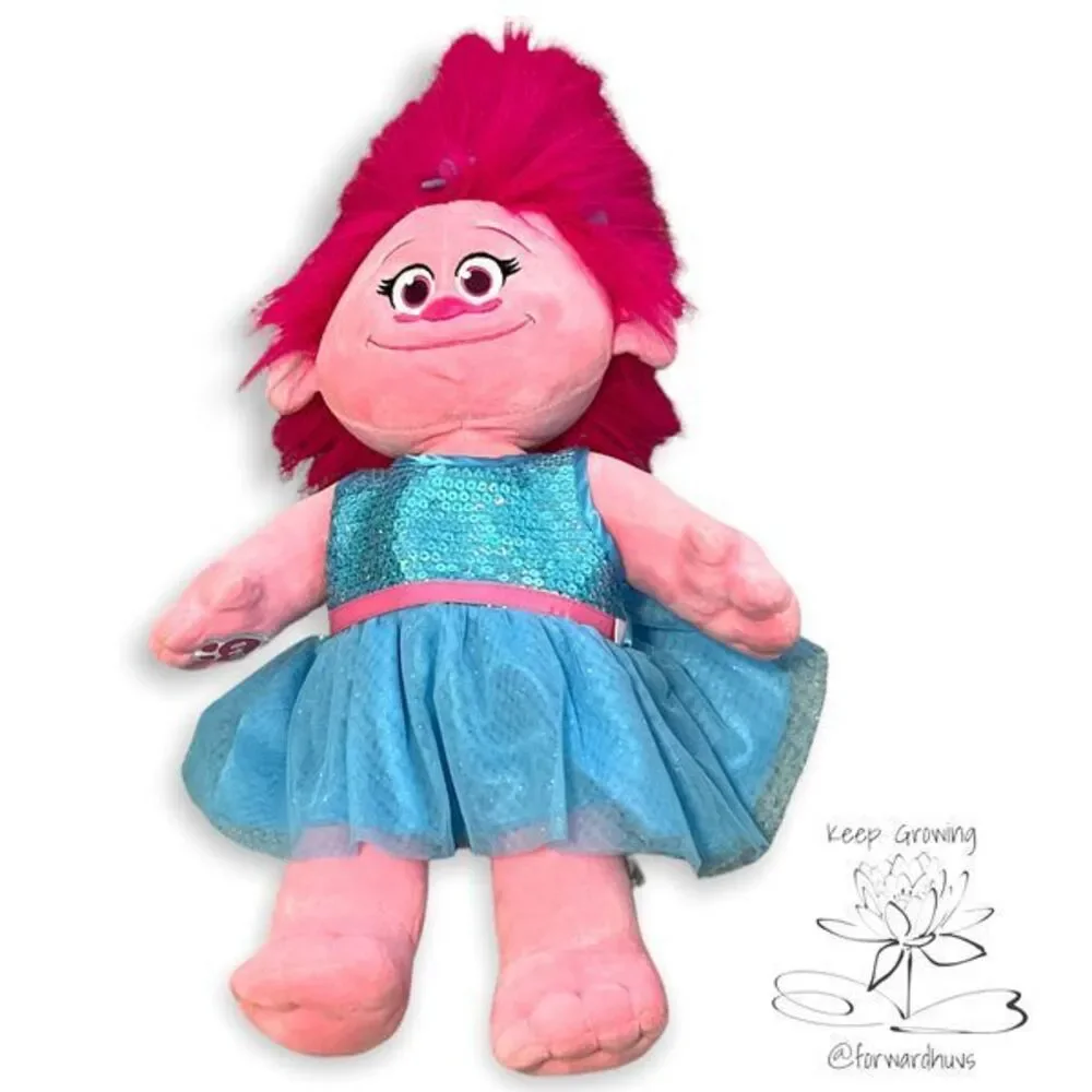 Princess Poppy Trolls Build a Bear Plush with Blue Sequins Dress & Shoes
